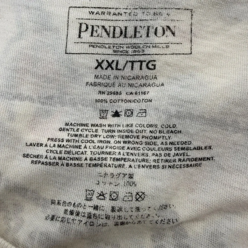Pendleton T-Shirt Mens XXL Cream Woolen Mills Cowboy Graphic Western Cotton Tee